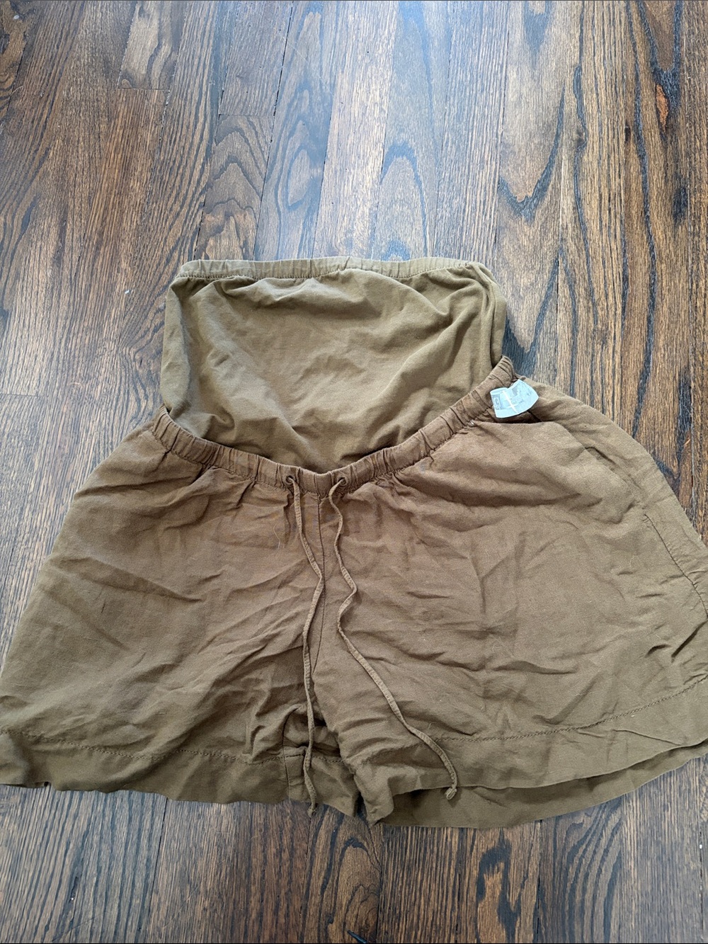 H&M MAMA Brown Maternity Full Panel Drawstring Shorts S